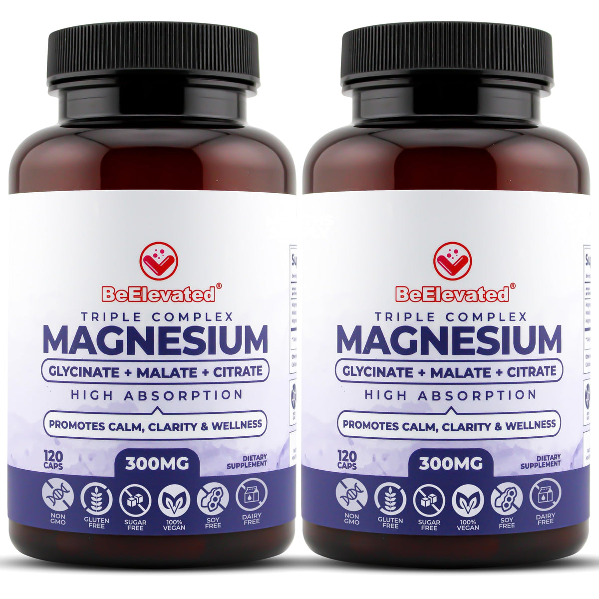 BeElevated Triple Magnesium bottle displayed for daily relaxation and well‑being