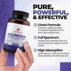 BeElevated Triple Magnesium packaging emphasizing vegan, non-GMO and allergen-free formulation