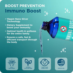 Nano Silver Immuno Boost bottle close-up suggesting immune support for daily wellness