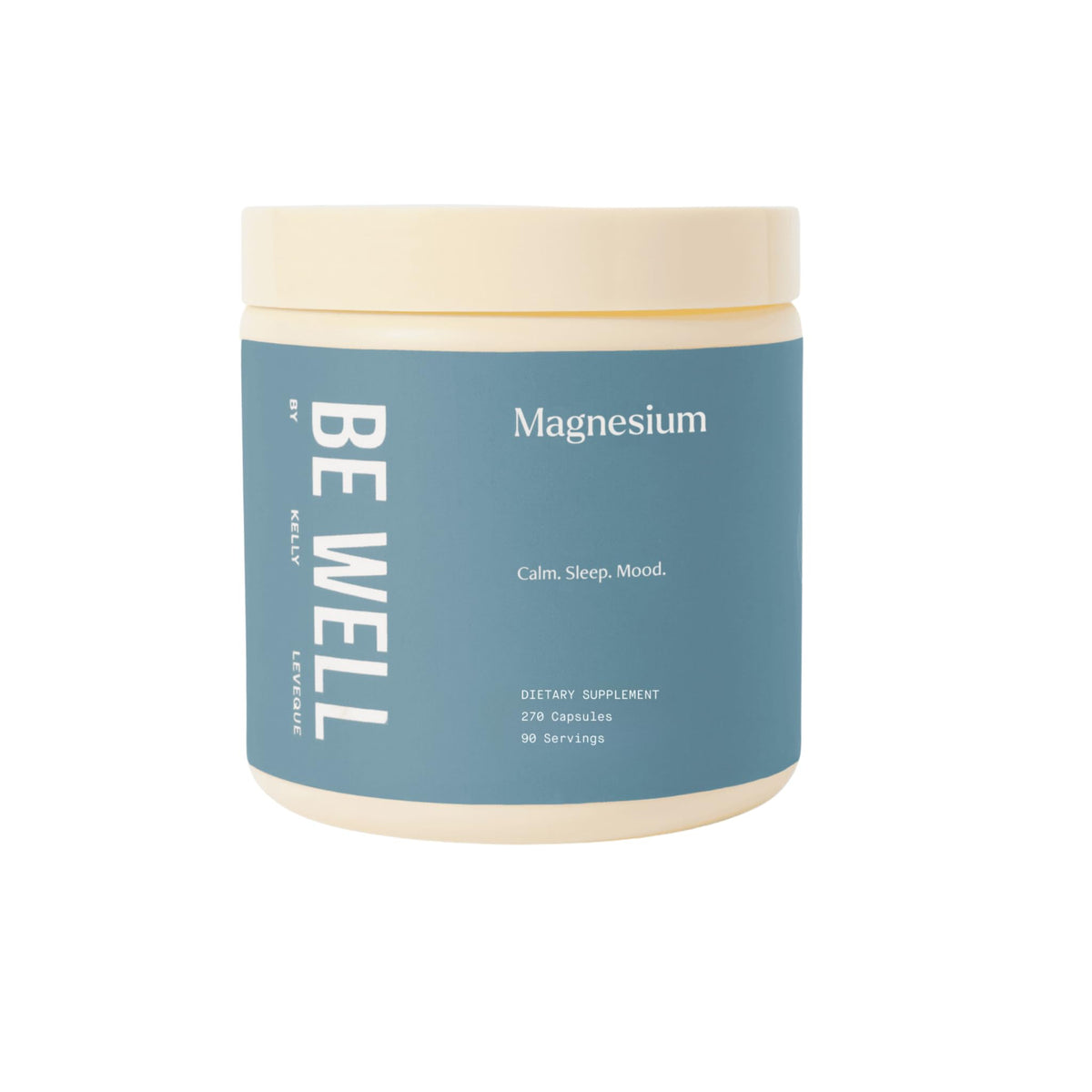 Be Well by Kelly Magnesium with GABA and L-Theanine bottle for evening relaxation.