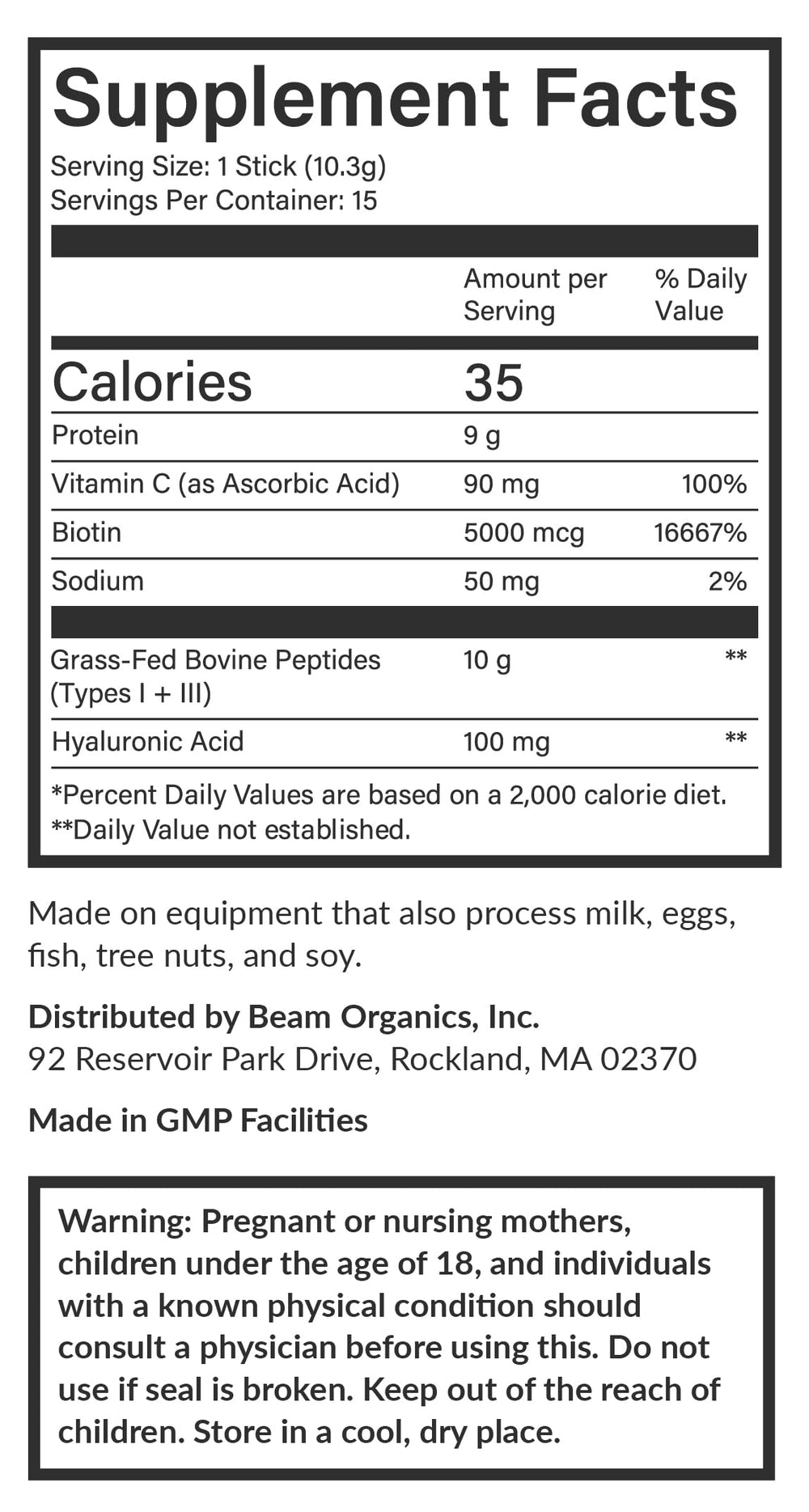 Beam Collagen Powder third-party tested packaging communicates quality and purity