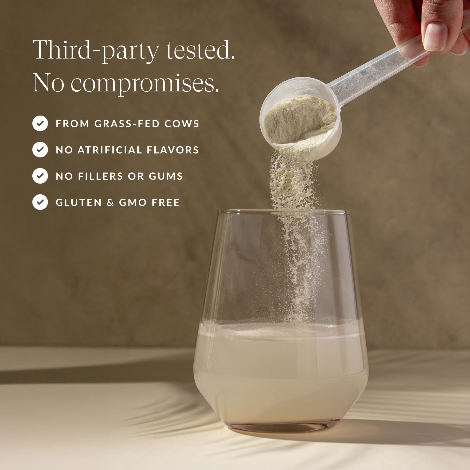 Beam Colostrum Powder gluten-free label showing dietary compatibility.