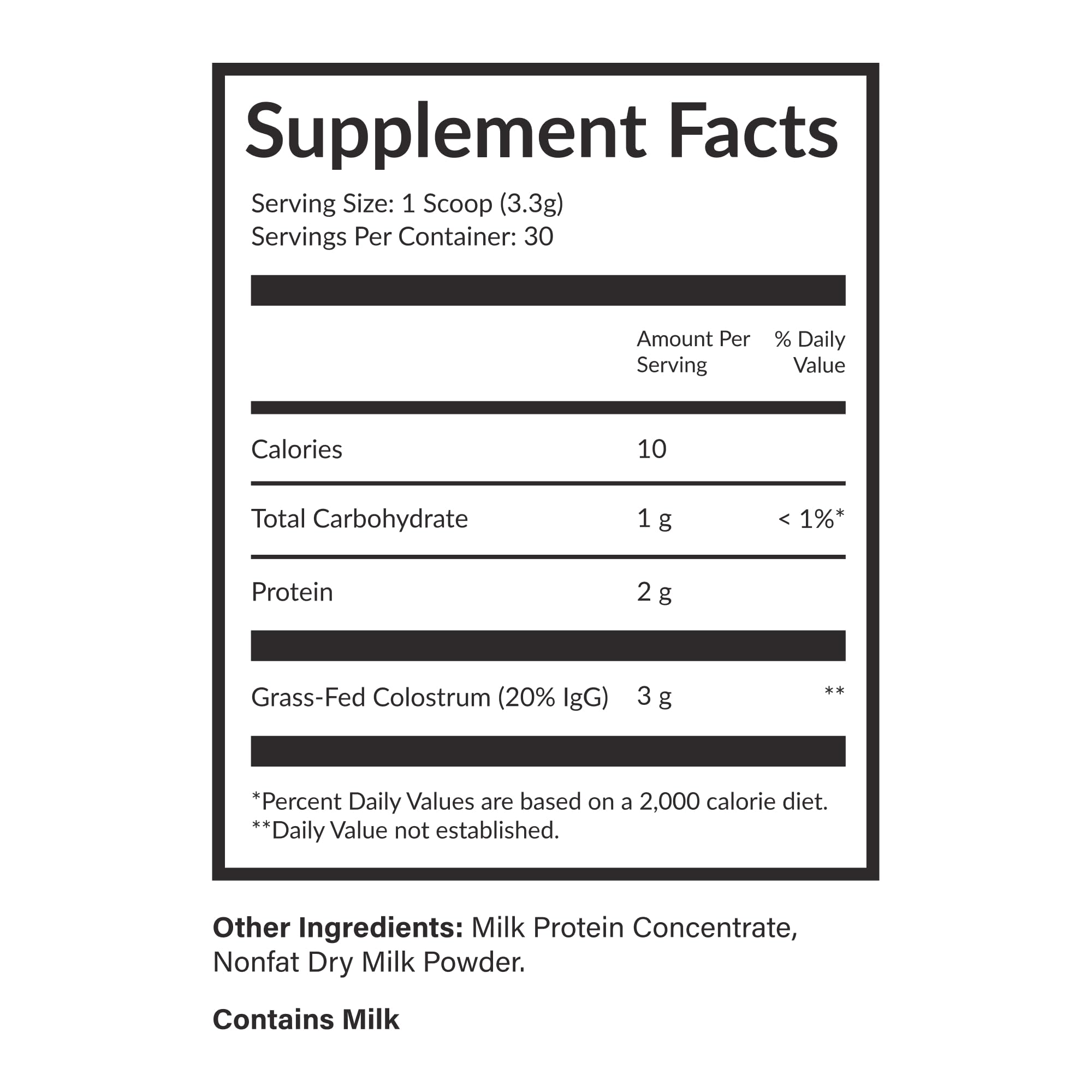 Beam Colostrum Powder third-party tested label ensuring purity.