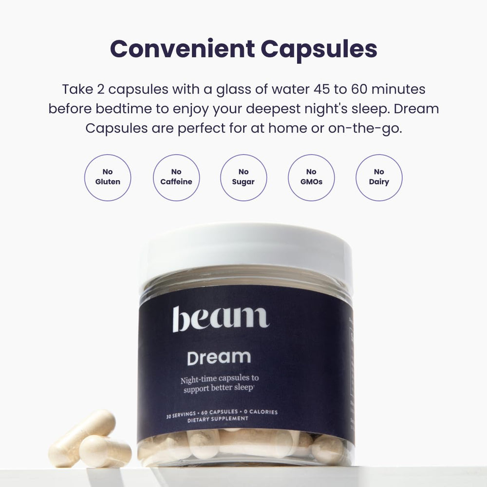 Beam Dream bottle bathed in soft lighting for relaxation and recovery