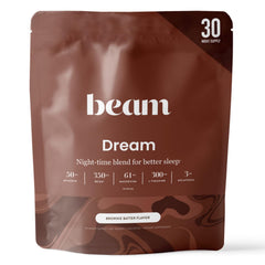Beam Dream Sleep Powder jar closeup for a calm nightly routine
