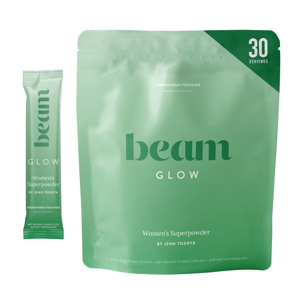 Beam Glow hormone balance supplement bottle front view for daily endocrine support.