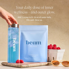 Illustration of natural ingredients from Beam Glow in serene composition