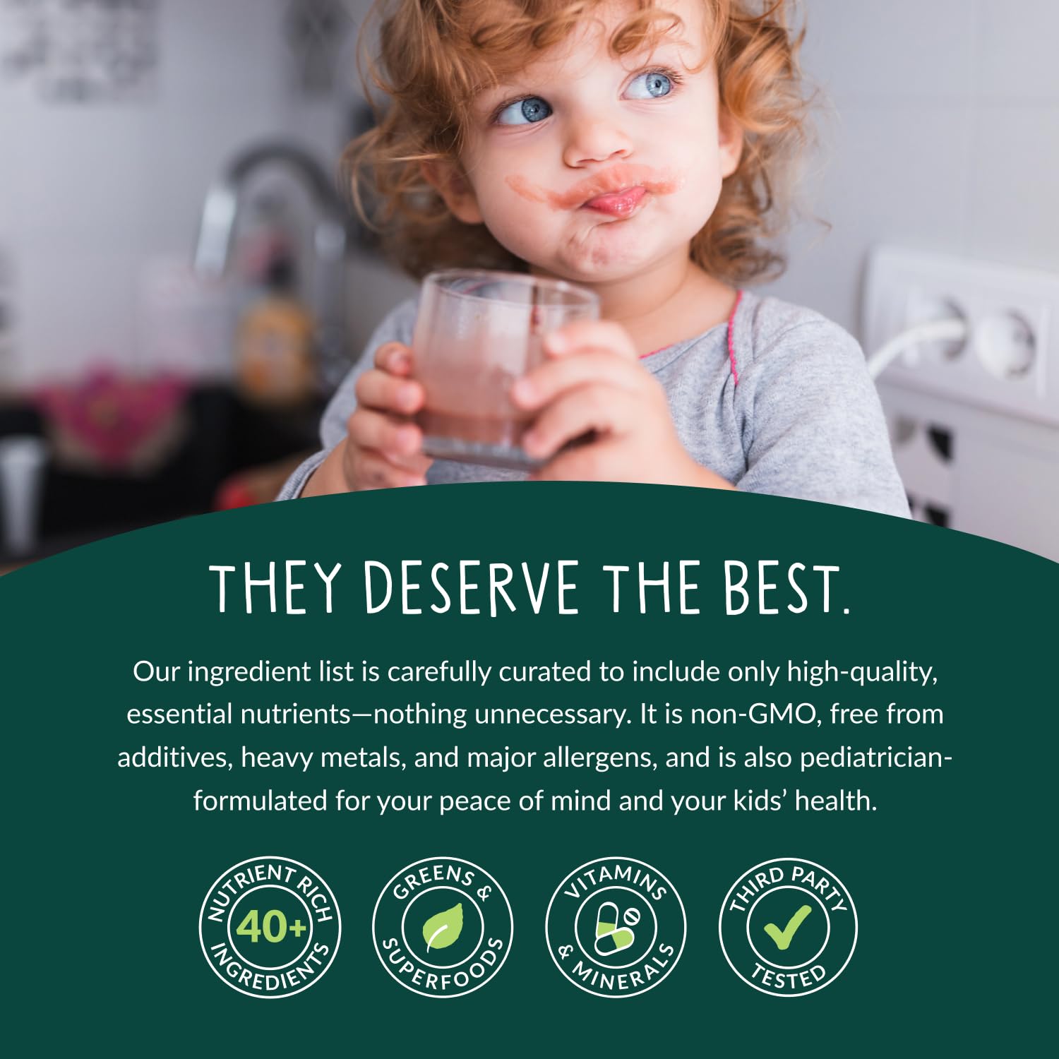 Beam Kids Multivitamin Powder with no artificial sweeteners for clean nutrition.