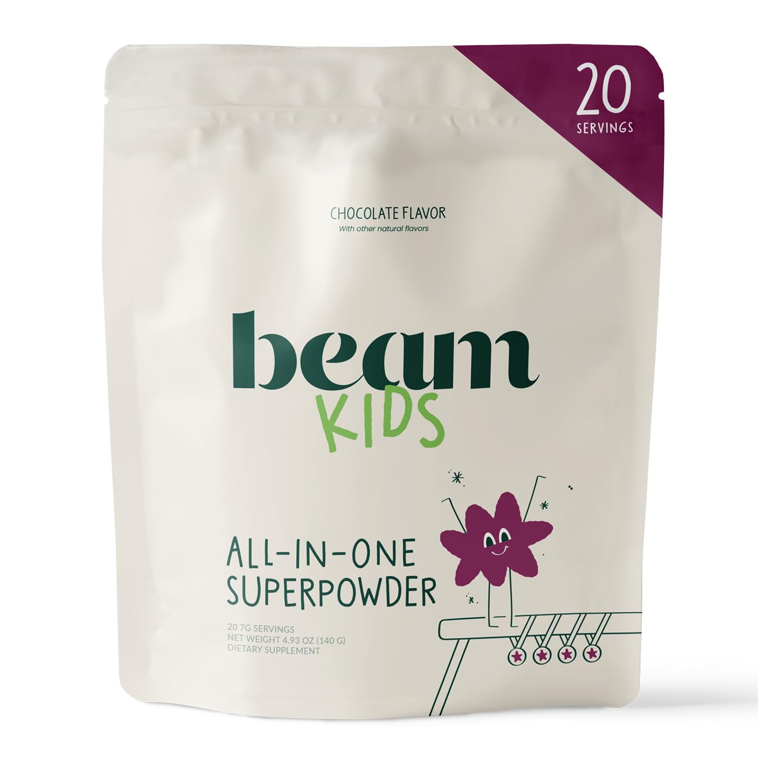 Beam Kids Multivitamin Powder scoop stirred into milk for daily nutrition.