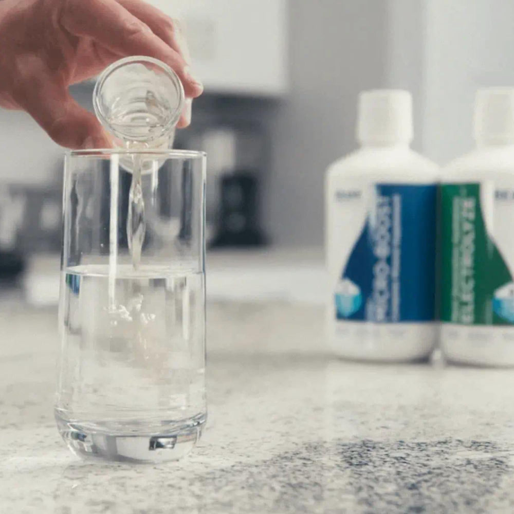 BEAM Minerals Electrolyze bottle on fridge shelf ready to chill.