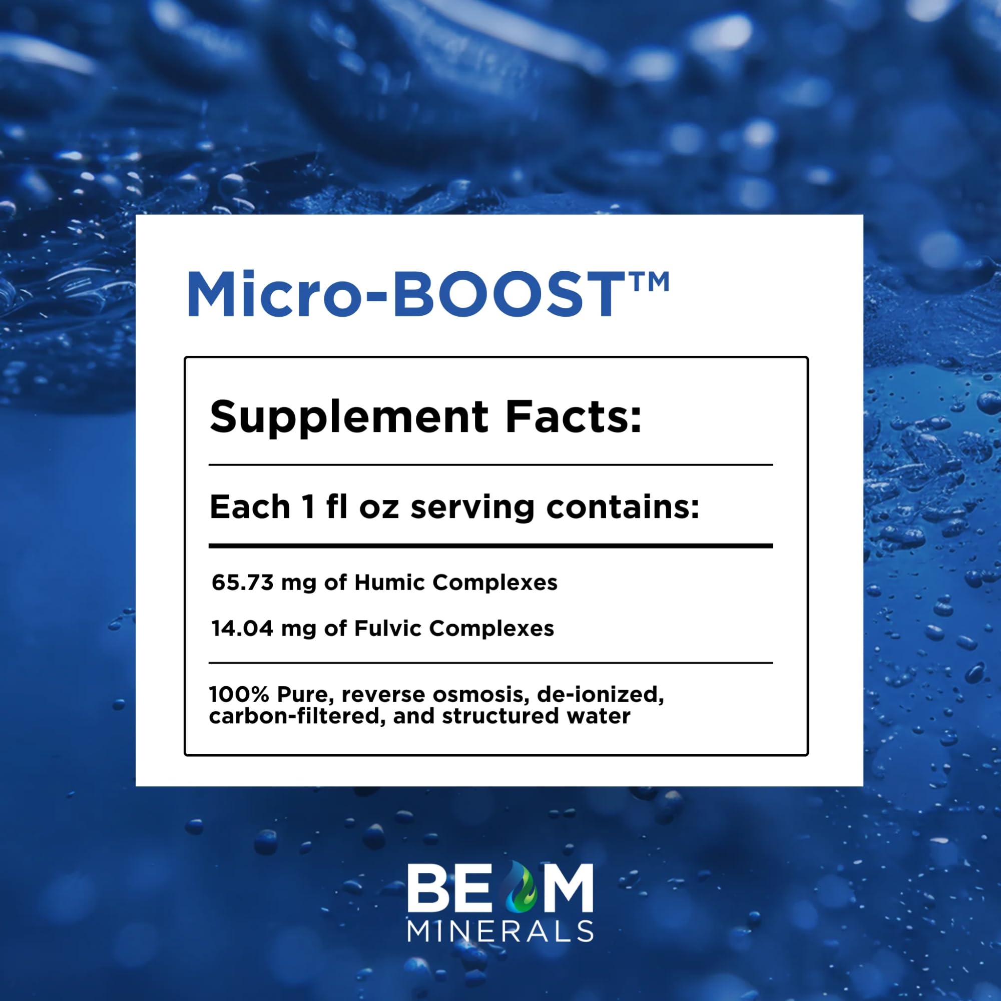 BEAM MINERALS Micro-Boost being poured into a glass for easy daily use.