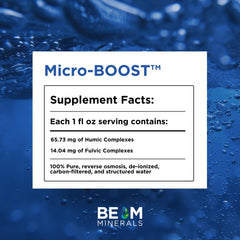 BEAM MINERALS Micro-Boost being poured into a glass for easy daily use.