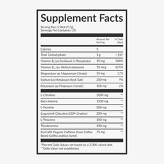 Beam Pre Workout no sugar ingredients highlighted on packaging