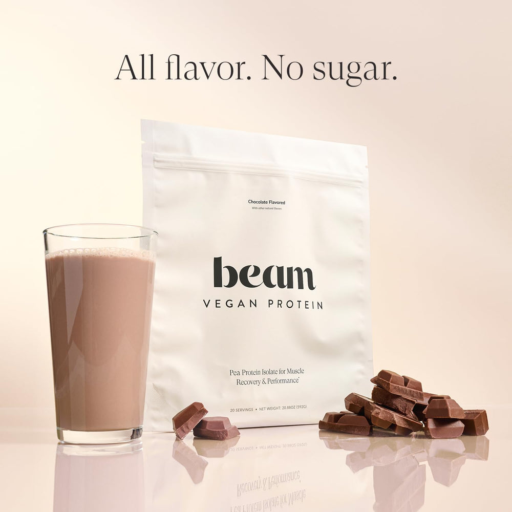 Shaker with Beam vegan protein shows easy mixing.