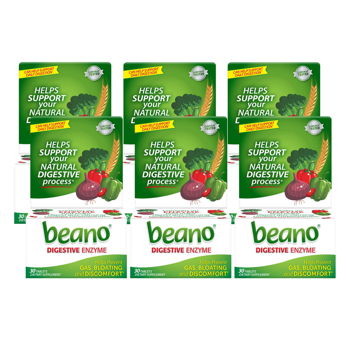 Beano Extra Strength bottle-front shows enzymatic support for gas relief