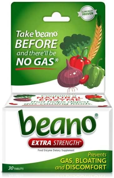 Beano Extra Strength tablets closeup signaling enzyme support