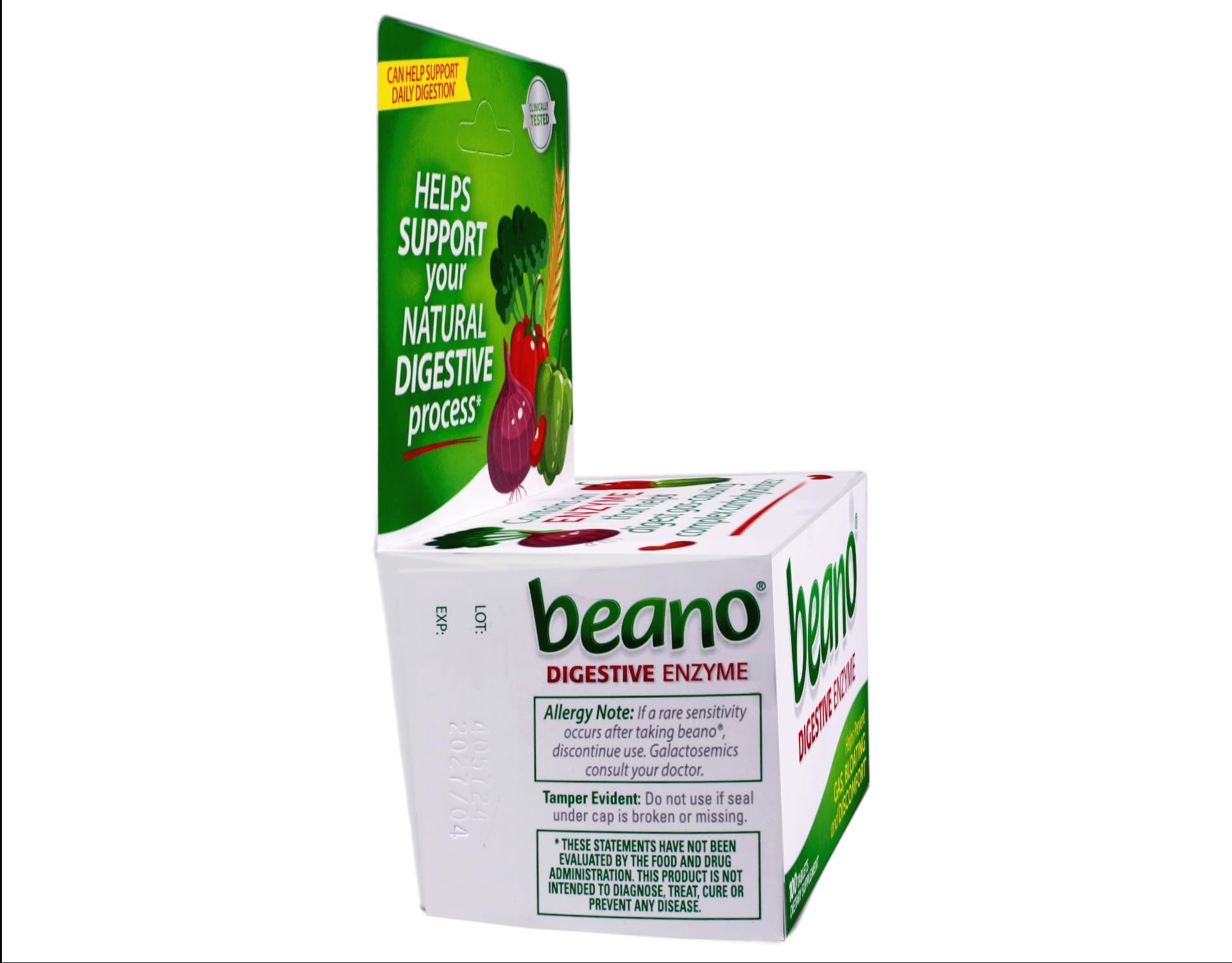 Beano 100-tablet pack image ready for meals and regular use.