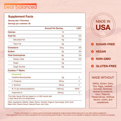Bear Balanced Creatine Gummies Creapure monohydrate highlight on label