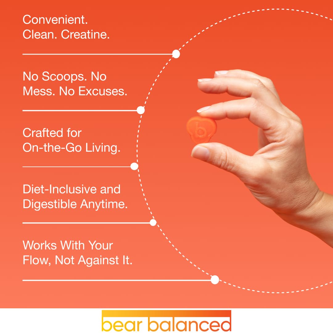 Bear Balanced Creatine Gummies depiction of energy and focus benefits
