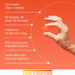 Bear Balanced Creatine Gummies depiction of energy and focus benefits