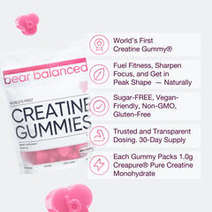 Bear Balanced Creatine Gummies poured into a hand for easy intake.