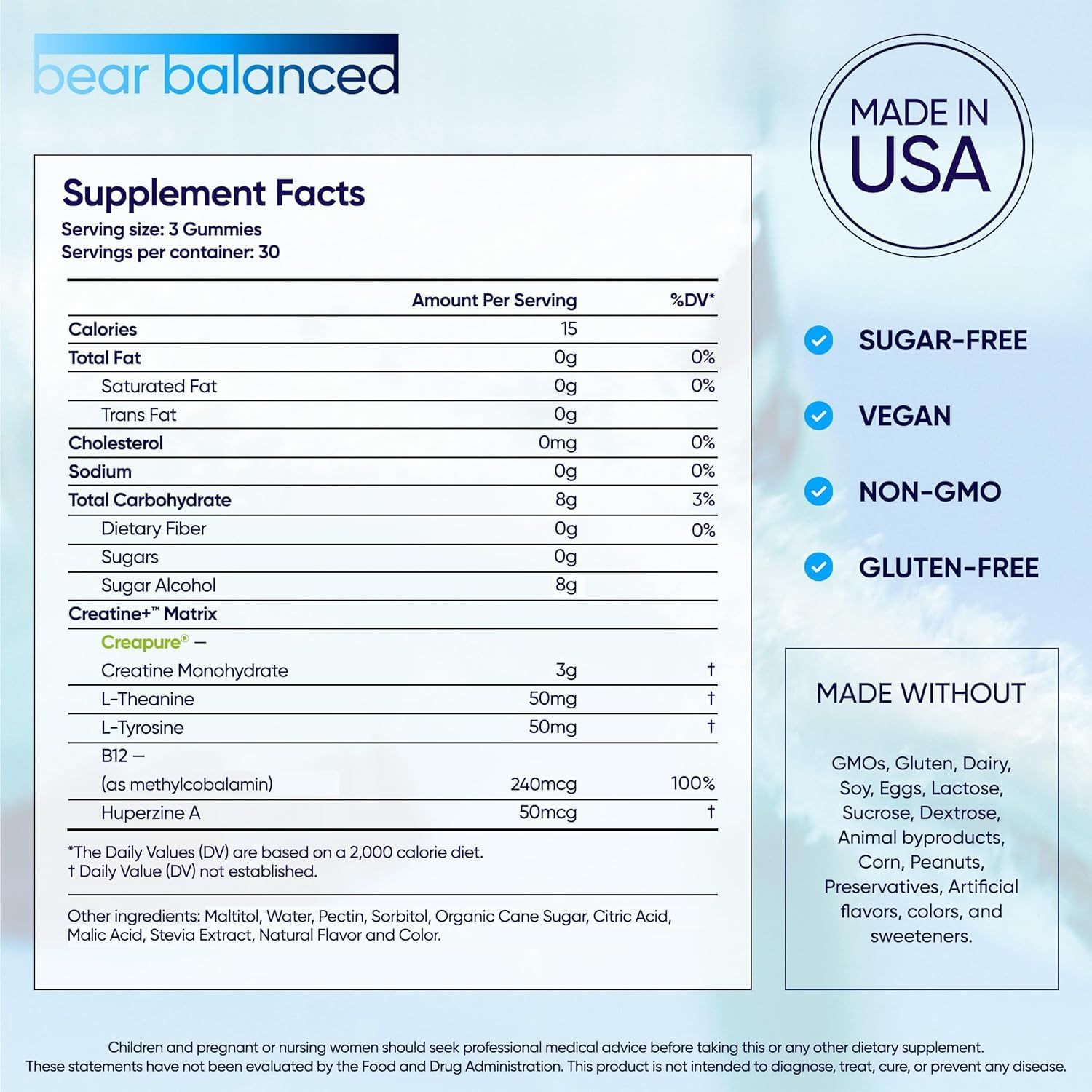 Bear Balanced Creatine Gummies soft texture and appealing color.