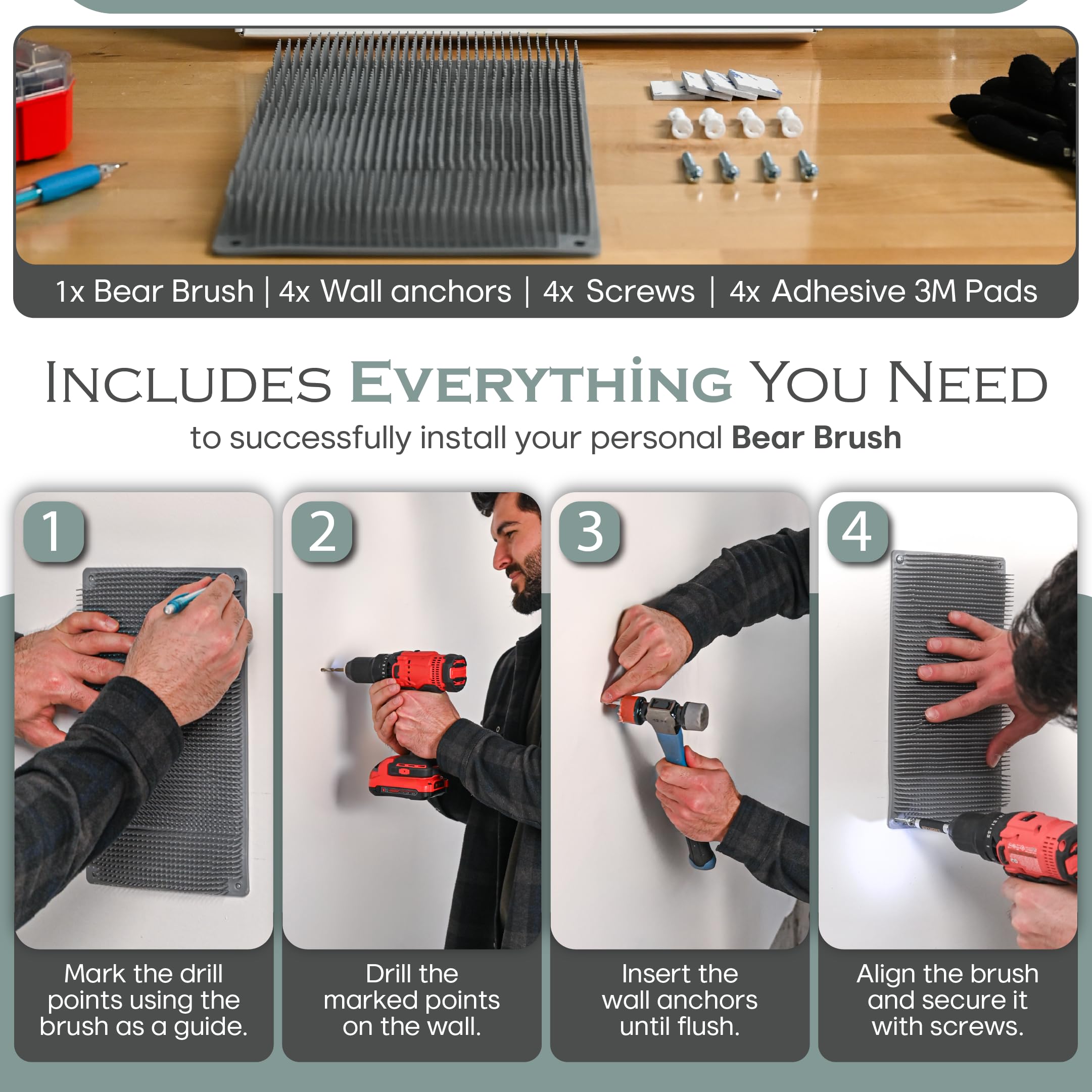 Bear Brush backscratcher easy installation in any room