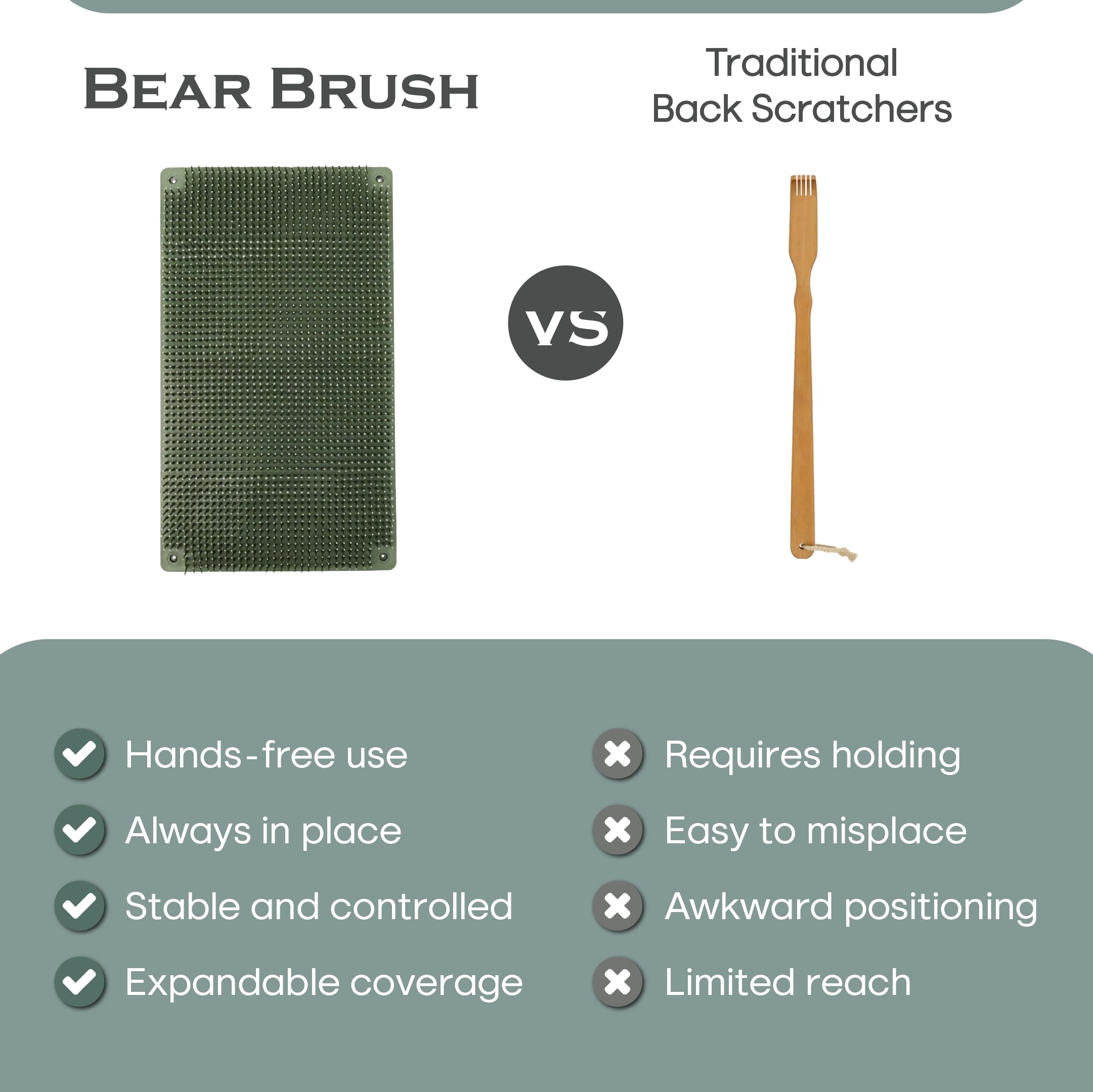 Bear Brush backscratcher mounted near a doorway for easy daily reach.