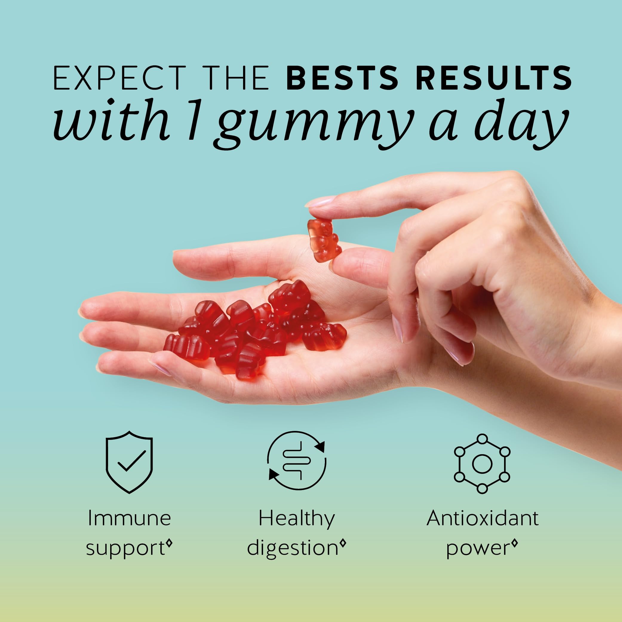 Bears with Benefits gummies close-up as a tasty vegan energy snack.