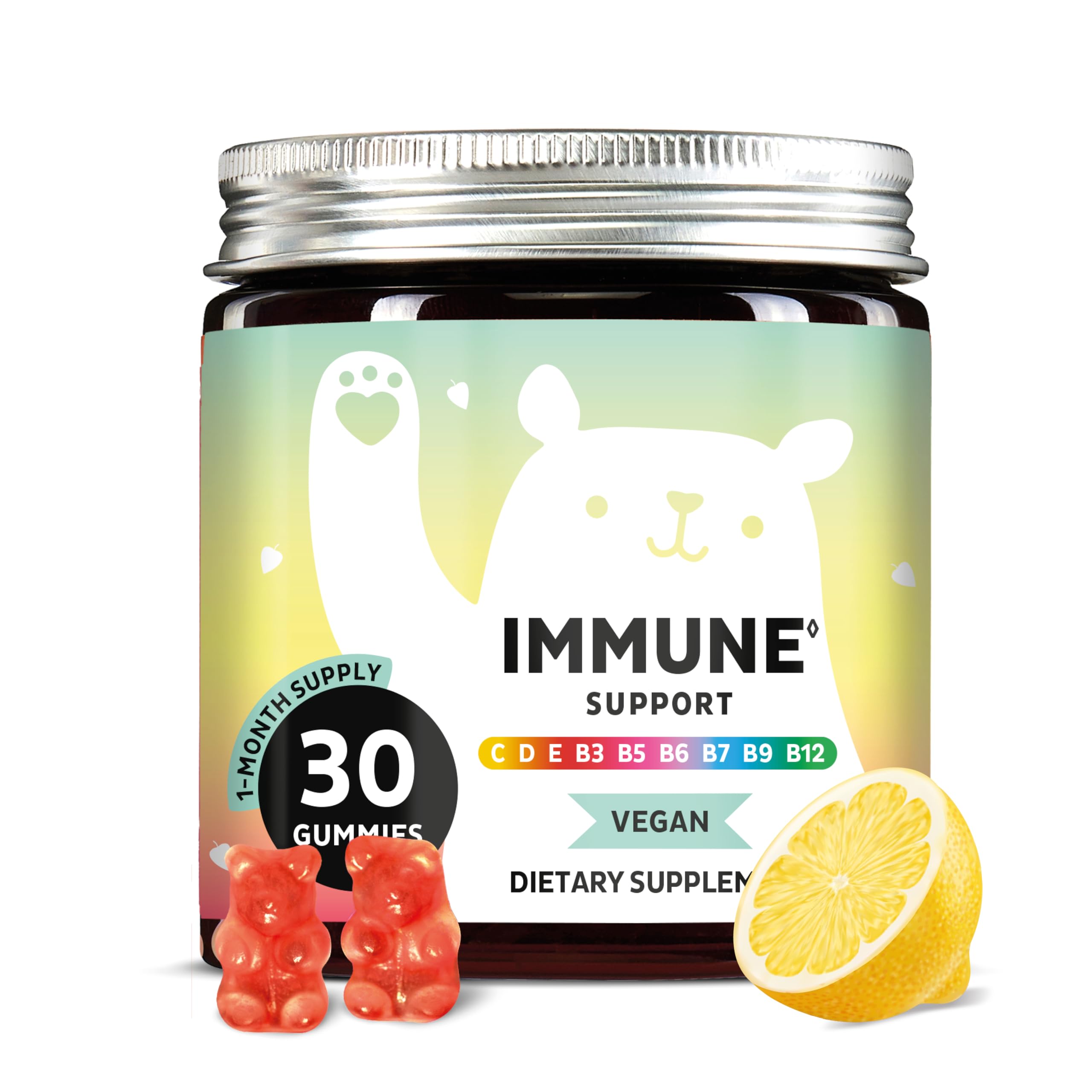 Bears with Benefits immune support gummies bottle showing daily vitamin boost