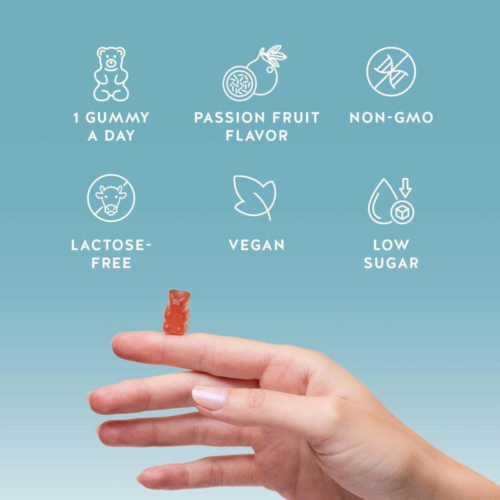 Dosing shot of Bears with Benefits 5 mg gummies suggests a simple nightly routine.