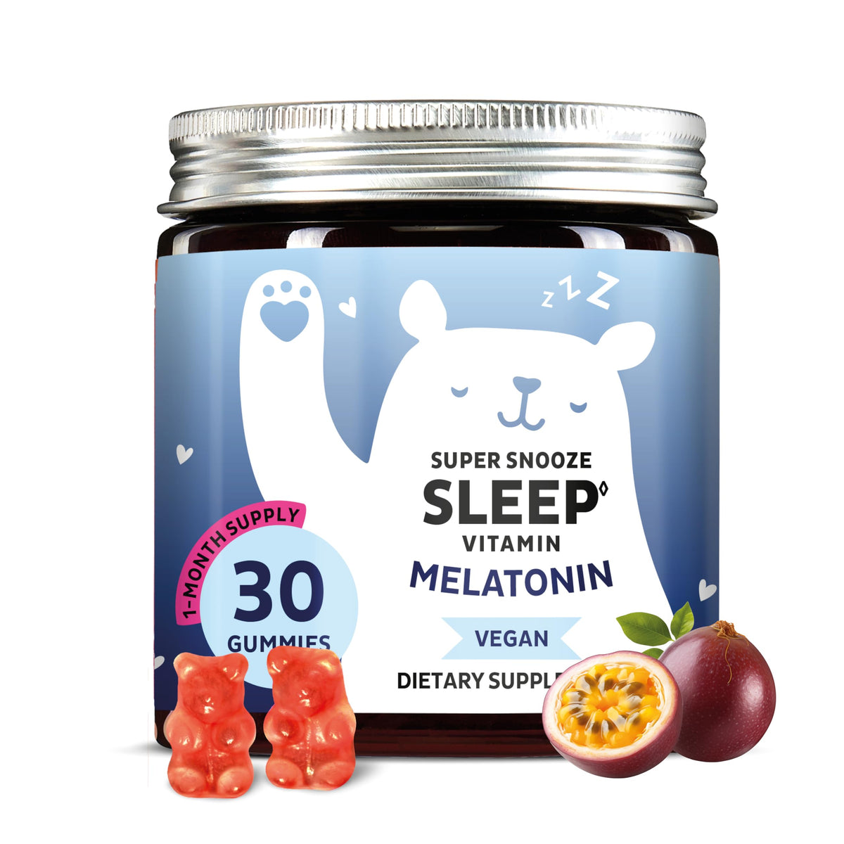 Packaging of Bears with Benefits vegan melatonin gummies promotes a soothing evening routine.