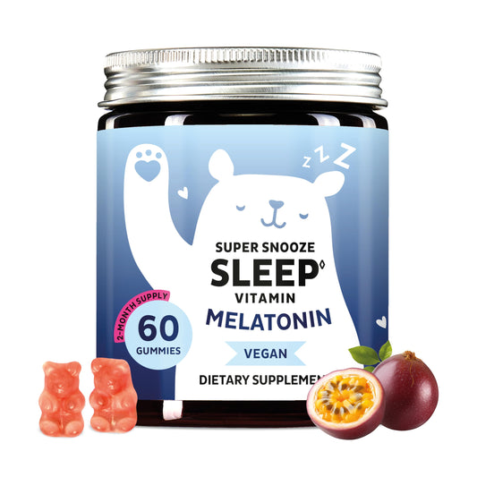 Bears with Benefits vegan melatonin gummies bottle front, supporting easier nightly routines.