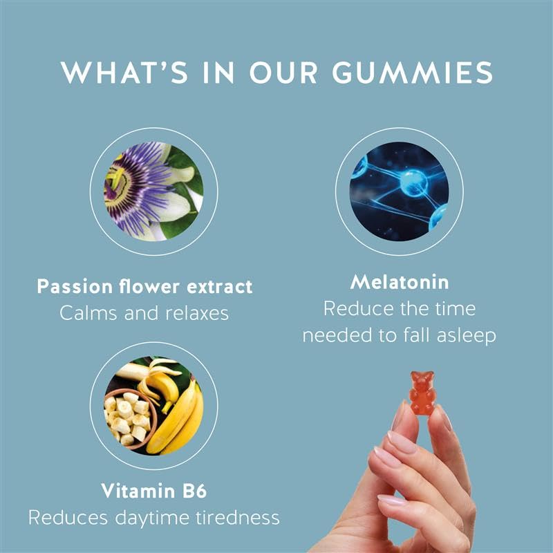 Bears with Benefits label highlights vitamin B6 and passion flower.