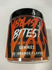 BEAST BITES Nutrition Creatine Monohydrate Gummies jar front label highlights orange flavor and 5g per serving for support