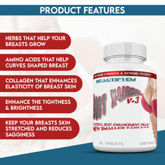 BEAUTIFYEM Bust XL tablets close-up showing granular pills for daily use