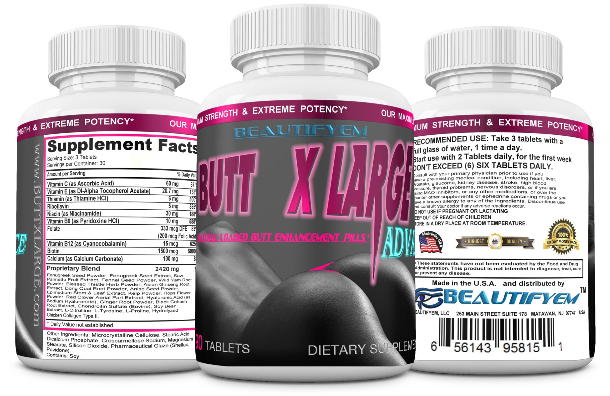 BEAUTIFYEM Butt XLarge dosage guide for planning daily intake