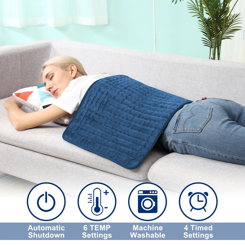 BEAUTIKEN heating pad showing 6 heat settings for customizable comfort.