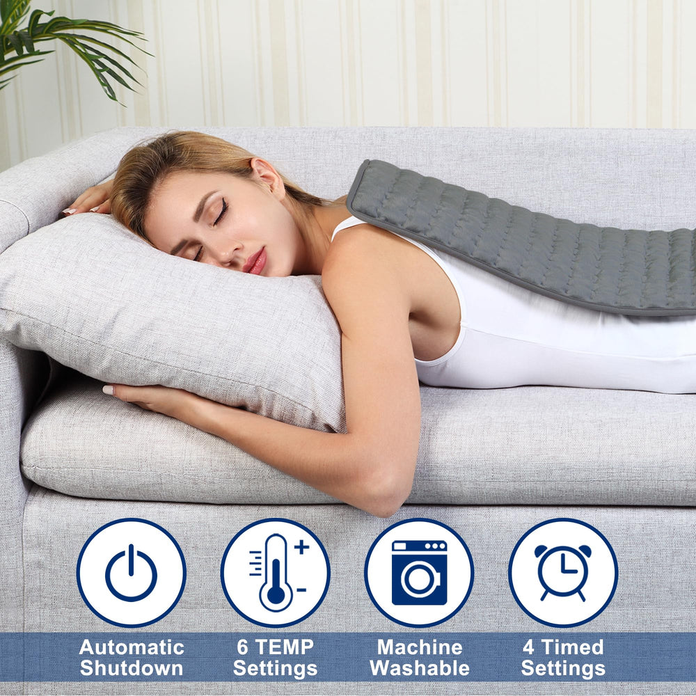 BEAUTIKEN heating pad showing six heat settings for customizable comfort