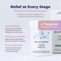 Beautycore probiotics bottle shot highlights gut health support.