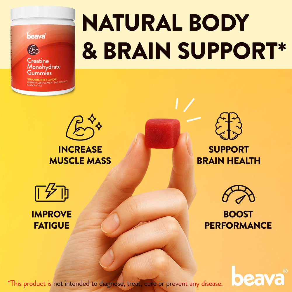 Beava Creatine Monohydrate Gummies serving shows 1.5g per gummy.