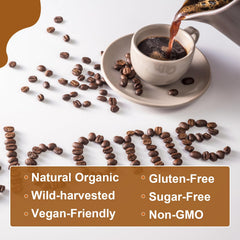 bebeworths organic coconut cocoa mushroom coffee ready to pour for energizing mornings