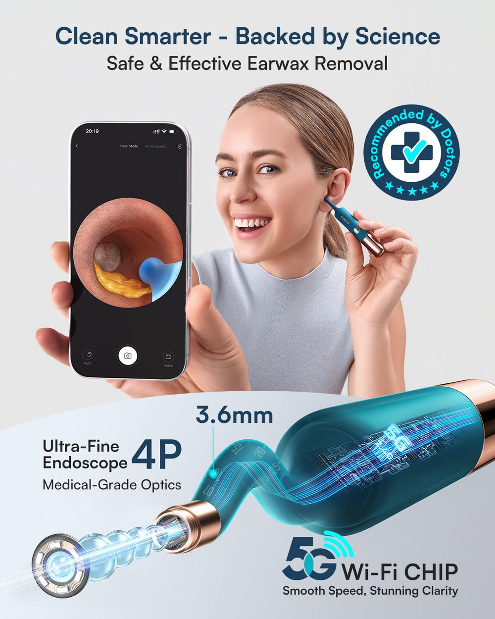 BEBIRD Earsight Ultra silicone tips provide gentle contact during ear care