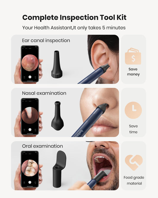 BEBIRD R1 1080P camera captures sharp detail of ear passages for accurate assessment.