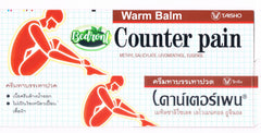 Bedront Counter Pain Warm Balm 120g jar being rubbed for warming massage.