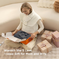 Bedsure heating pad neck wrap in grey fleece for versatile warmth.