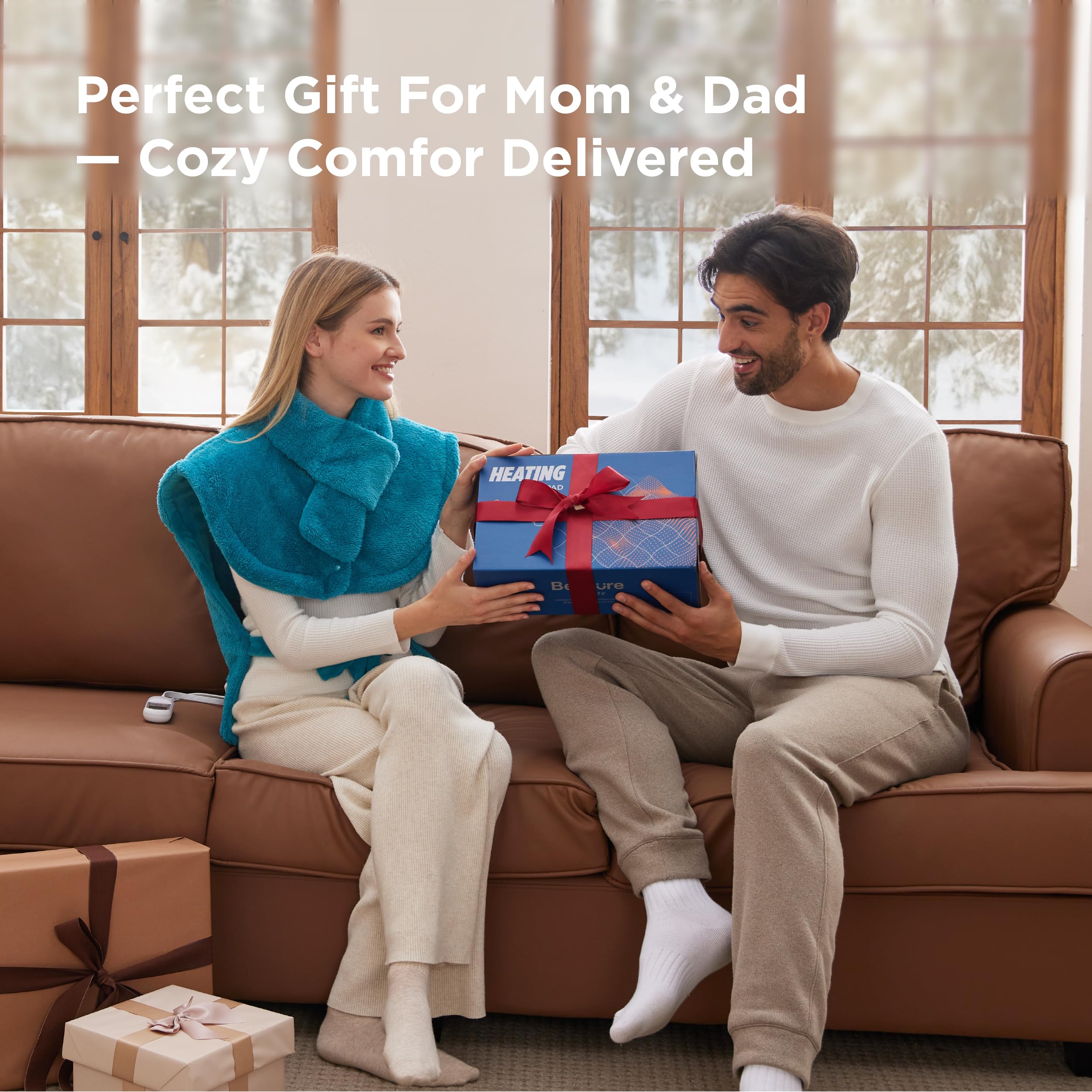 Bedsure wrap heating pad rests along back for full-body comfort