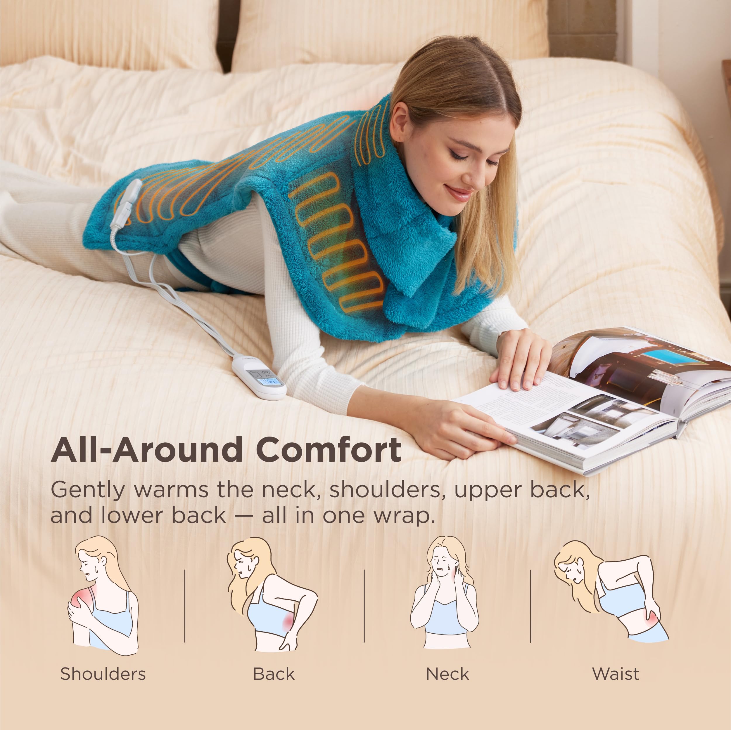 Bedsure heating pad quick-heat feature with easy on/off