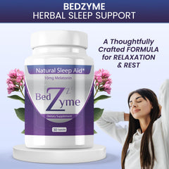 BedZyme Sleep Aid capsules close-up showing dosage