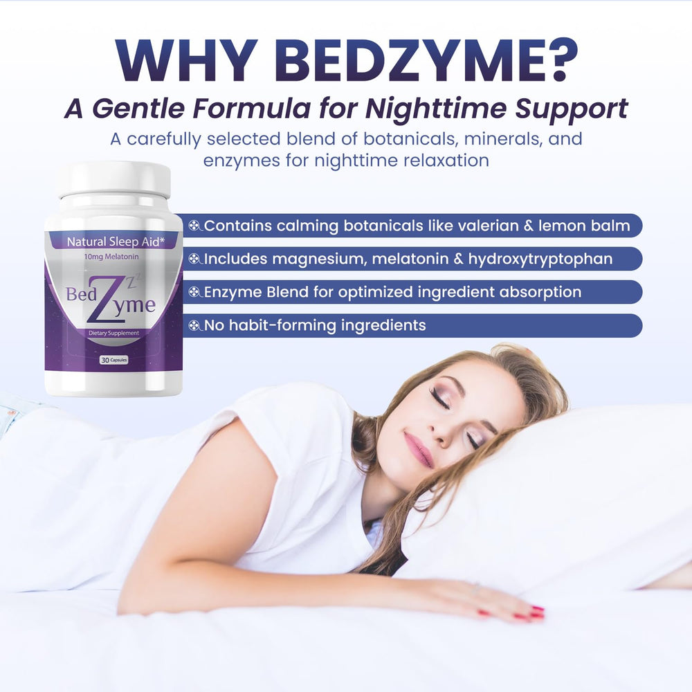 BedZyme Sleep Aid label detailing ingredients and purpose